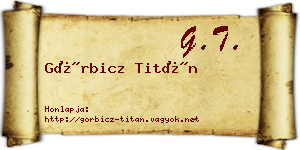 Görbicz Titán névjegykártya